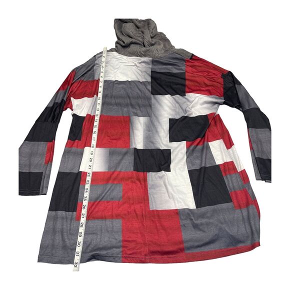 Hoodie Womens 2XL Multi Colorblock Knit Pockets Regular Fit Long Sleeve Pullover - Picture 5 of 6